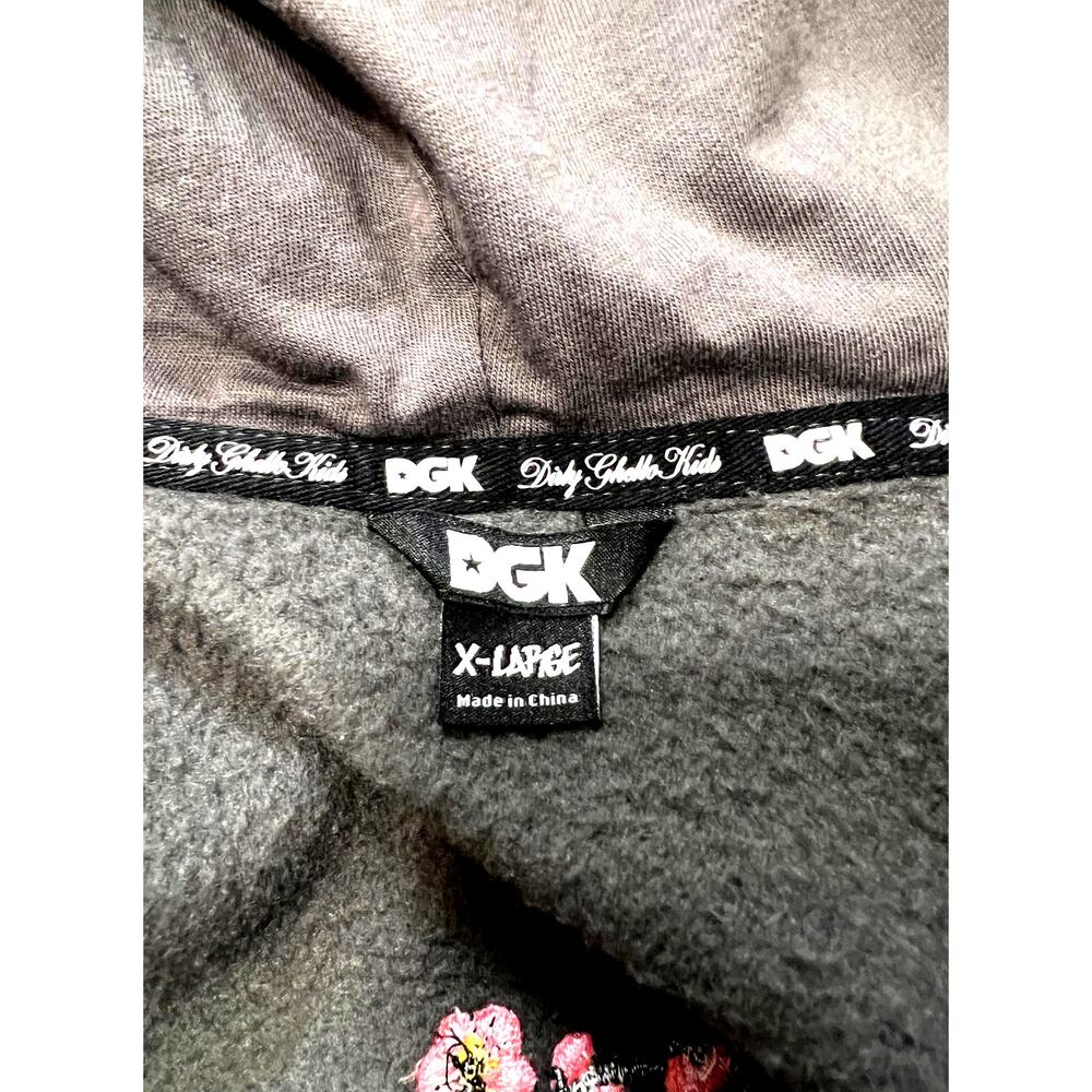 DGK Zen Full Zip Fleece Hoodie Embroidered Cherry Blossoms Drawcord Hood Mens XL - Picture 6 of 14